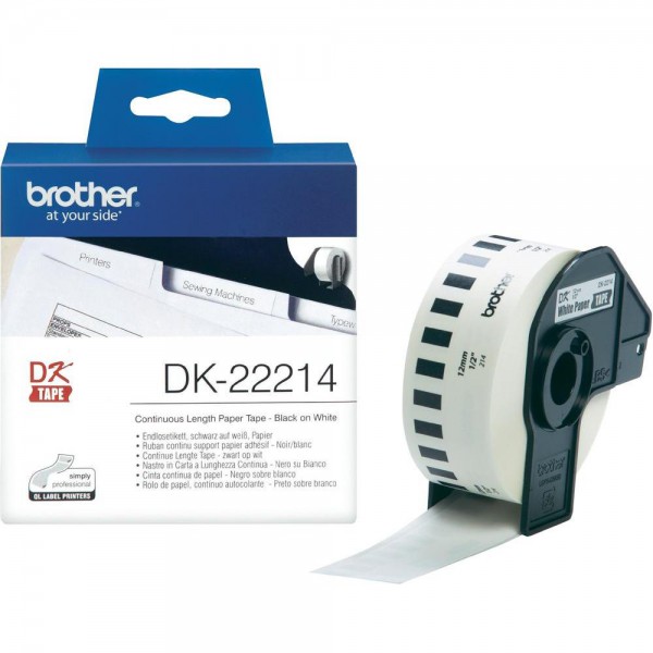 brother DK-22214 Endlos-Etiketten Papier, weiß, 12 mm x 30,48 m