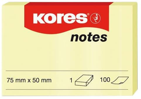 Kores N46057 Haftnotizen Notes, 75 x 50 mm, 100 Blatt, gelb