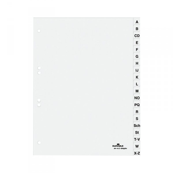 DURABLE Kunststoff-Register, A-Z, A4, PP, 20-teilig, grau
