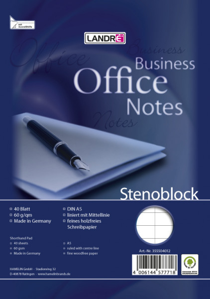LANDRÉ Stenoblock "Office Business Notes" A5, 40 Blatt
