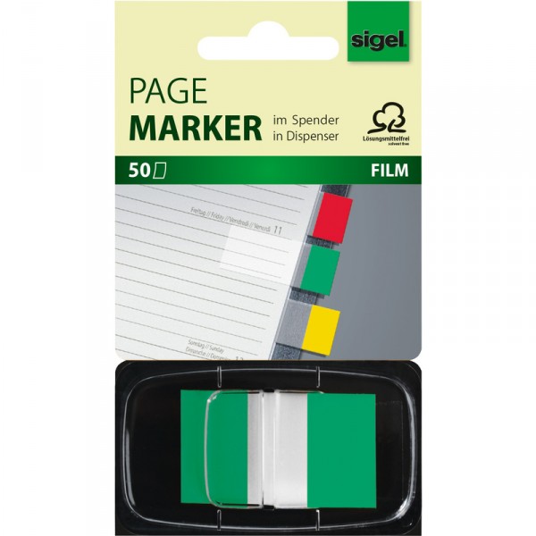 sigel Haftstreifen "Z-Marker" Film Color-Tip, grün, 50 Blatt (HN493)