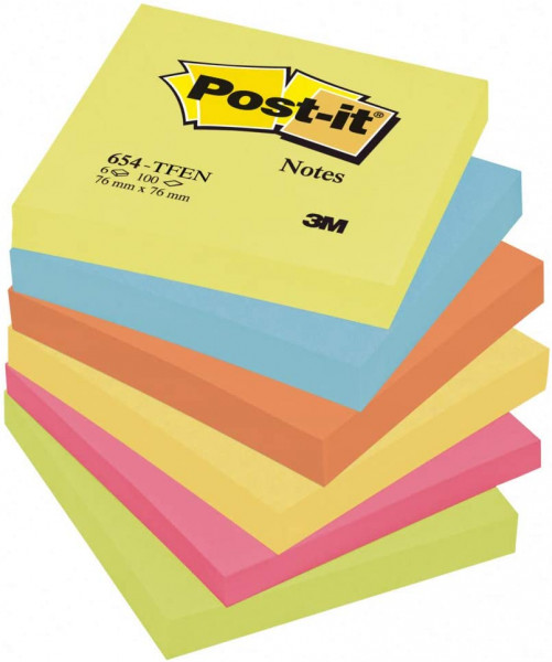 Post-it 654-TFEN Haftnotizen Active Collection, 76 x 76 mm, sortiert